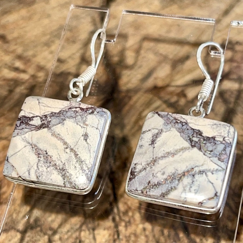Dainty Porcelain Jasper Earrings 1 1/2”